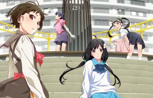 Sengoku Nadeko, Hachikuji Mayoi, Kanbaru Suruga, Araragi Tsukihi, Monogatari Off & Monster Anime